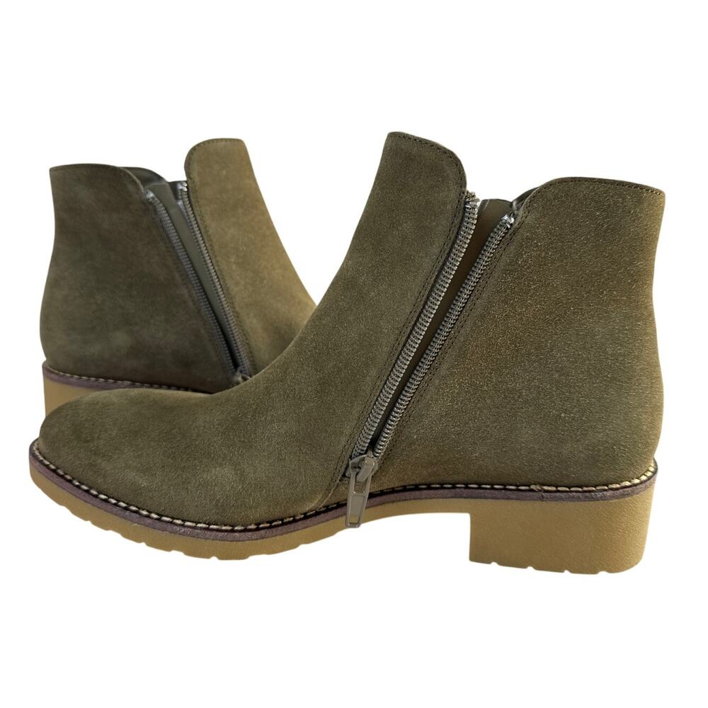 VANELi Ankle Boots Hadia Womens 7.5 Suede Khaki Nival Double Side Zip 311539 - Picture 9 of 12
